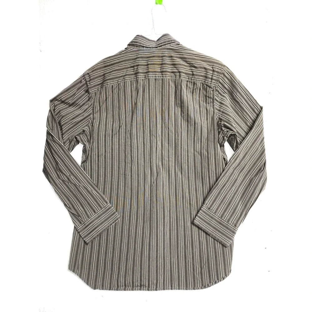 Banana Republic‎ Shirt Men Large 16 - 16 & 1/2 Striped Dark Brown Button Up